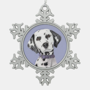 Dalmatiner Malerei - Niedliche Original Hunde Kuns Schneeflocken Zinn-Ornament
