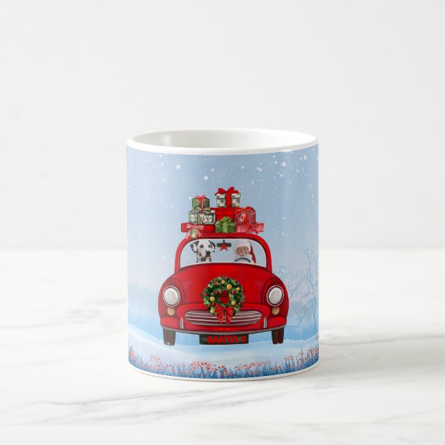Dalmatiner mit dem Weihnachtsmann im Auto Kaffeetasse (Mittel)