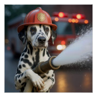 Dalmatiner mit Feuerwehrschlauch