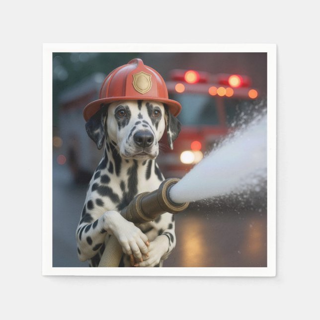 Dalmatiner mit Feuerwehrschlauch Serviette (Vorderseite)