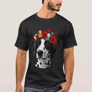 Dalmatiner mit floraler Kronen-Kunst T-Shirt