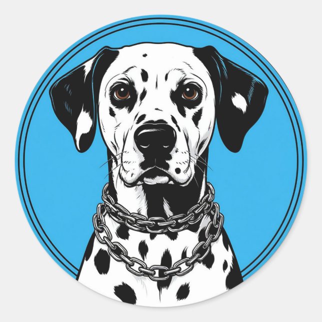 Dalmatiner mit Kettenkranz Runder Aufkleber (Vorderseite)