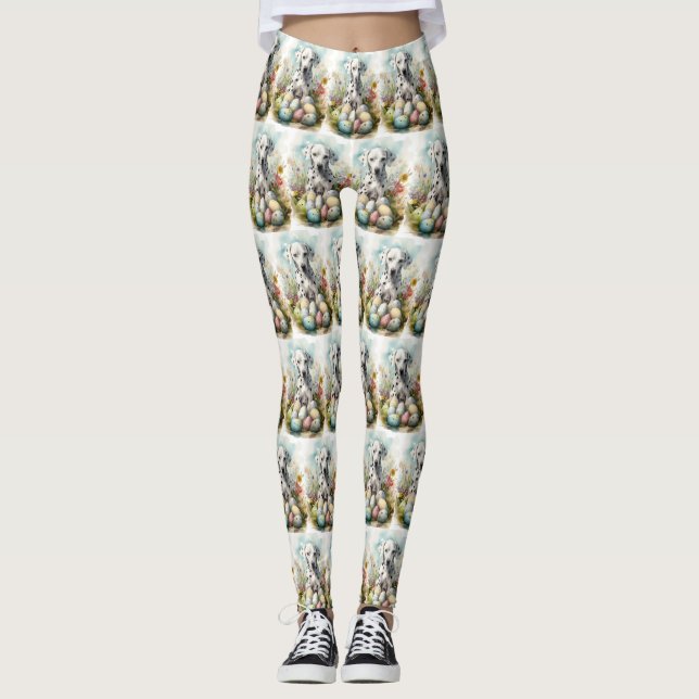 Dalmatiner mit Ostereiern Leggings (Vorderseite)