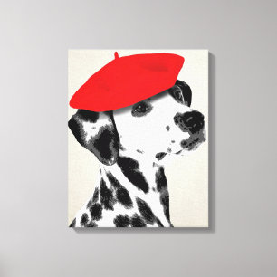 Dalmatiner mit Red Beret Leinwanddruck