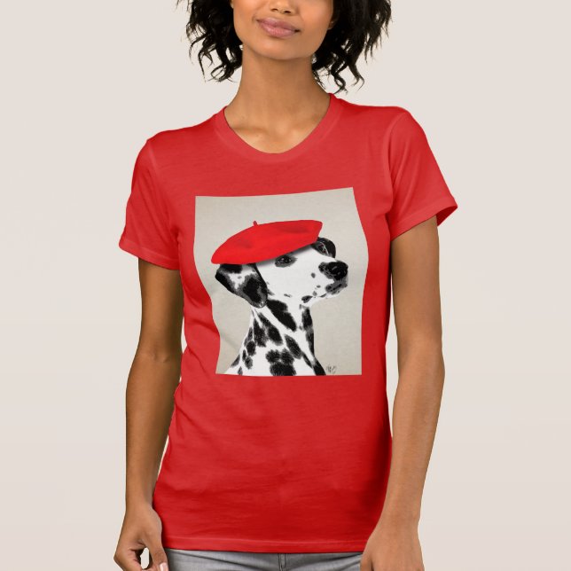 Dalmatiner mit Red Beret T-Shirt (Vorderseite)