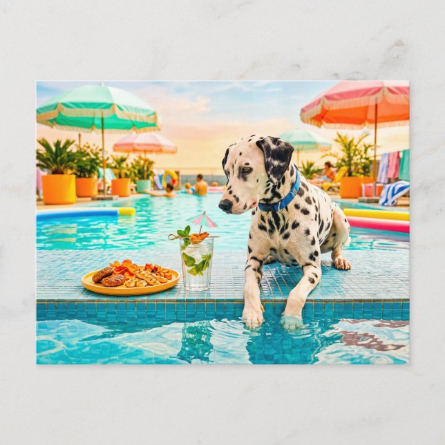 Dalmatiner mit Snack Postkarte (Vorderseite)