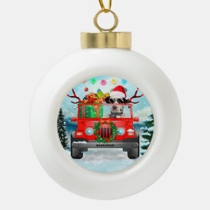 Dalmatiner mit Weihnachtsgeschenke Keramik Kugel-Ornament