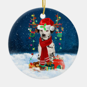 Dalmatiner mit Weihnachtsgeschenke Keramik Ornament