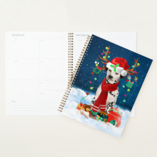 Dalmatiner mit Weihnachtsgeschenke Planer