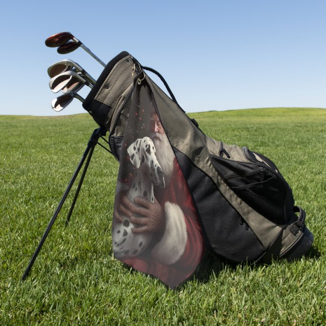 Dalmatiner mit Weihnachtsmann Weihnachten Golfhandtuch (Gras)