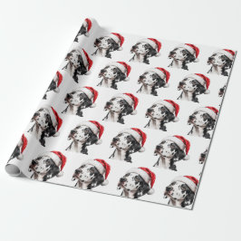 Dalmatiner mit Weihnachtsmannmütze Geschenkpapier