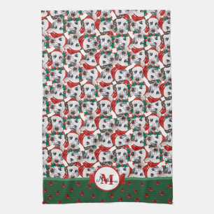 Dalmatiner Muster Monogramm Weihnachts Hund Geschirrtuch