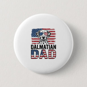 Dalmatiner Papa Patriotisches Vintage-Hund-Shirt-D Button