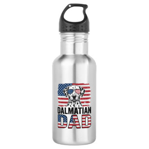 Dalmatiner Papa Patriotisches Vintage-Hund-Shirt-D Edelstahlflasche