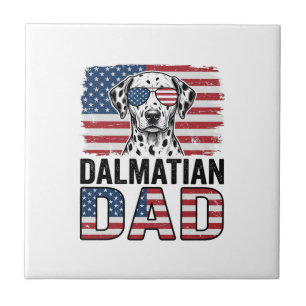 Dalmatiner Papa Patriotisches Vintage Hund-Shirt D Fliese