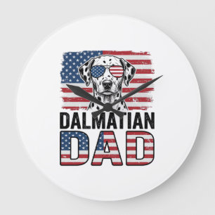 Dalmatiner Papa Patriotisches Vintage-Hund-Shirt-D Große Wanduhr