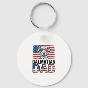 Dalmatiner Papa Patriotisches Vintage-Hund-Shirt-D Schlüsselanhänger