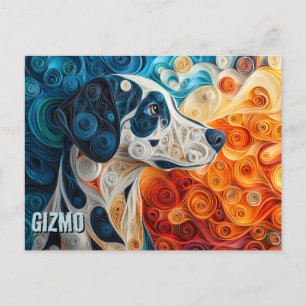 Dalmatiner Paper Quilling Art Dog Portrait Postkarte