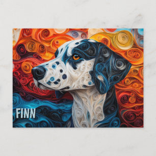 Dalmatiner Paper Quilling Art Dog Portrait Postkarte