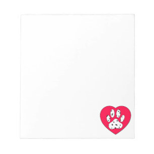 Dalmatiner Paw Print in Red Heart Custom Notizblock