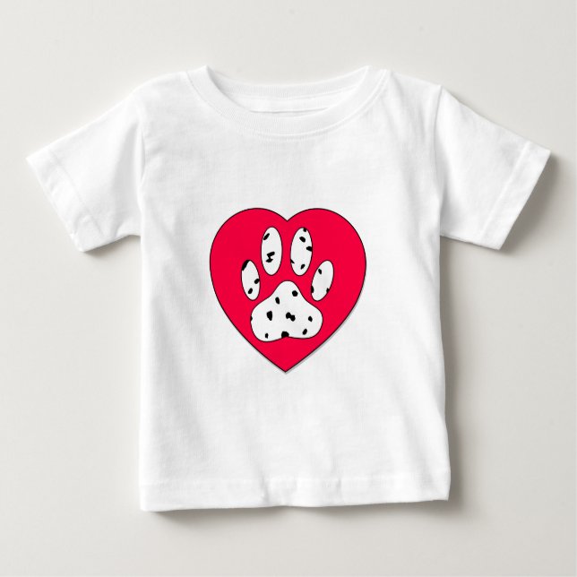 Dalmatiner Paw Print in rotem Herzen Baby T-shirt (Vorderseite)
