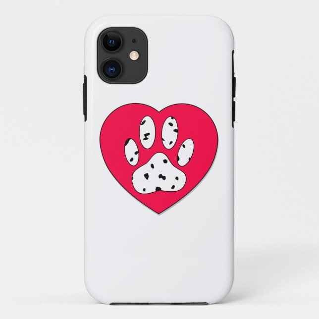 Dalmatiner Paw Print in rotem Herzen Case-Mate iPhone Hülle (Rückseite)