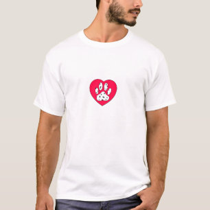 Dalmatiner Paw Print in rotem Herzen T-Shirt