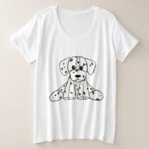 Dalmatiner-Plüschhund-Zeichnung Umriss einfach sch Große Größe T-Shirt
