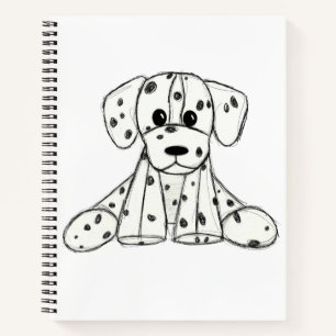 Dalmatiner-Plüschhund-Zeichnung Umriss einfach sch Notizbuch