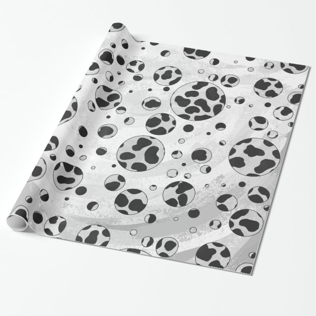Dalmatiner Polka Dot Black und White Geschenkpapier (Ungerollt)