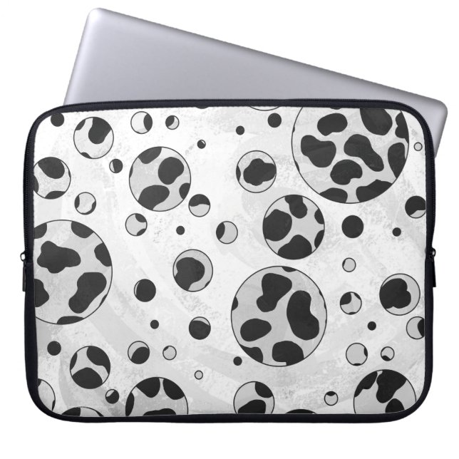 Dalmatiner Polka Dot Black und White Laptopschutzhülle (Vorderseite)