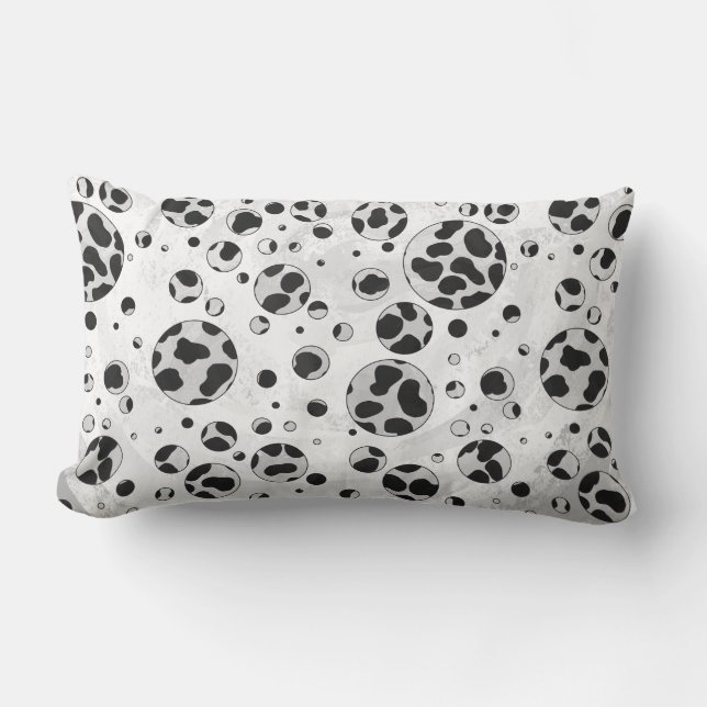 Dalmatiner Polka Dot Black und White Lendenkissen (Vorderseite)