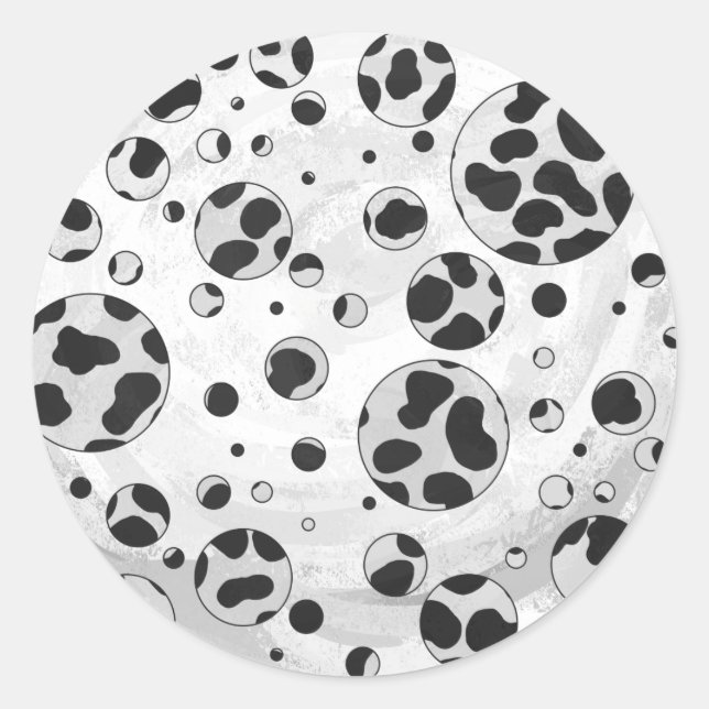 Dalmatiner Polka Dot Black und White Runder Aufkleber (Vorderseite)