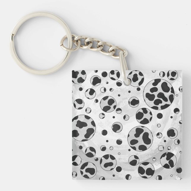 Dalmatiner Polka Dot Black und White Schlüsselanhänger (Vorderseite)