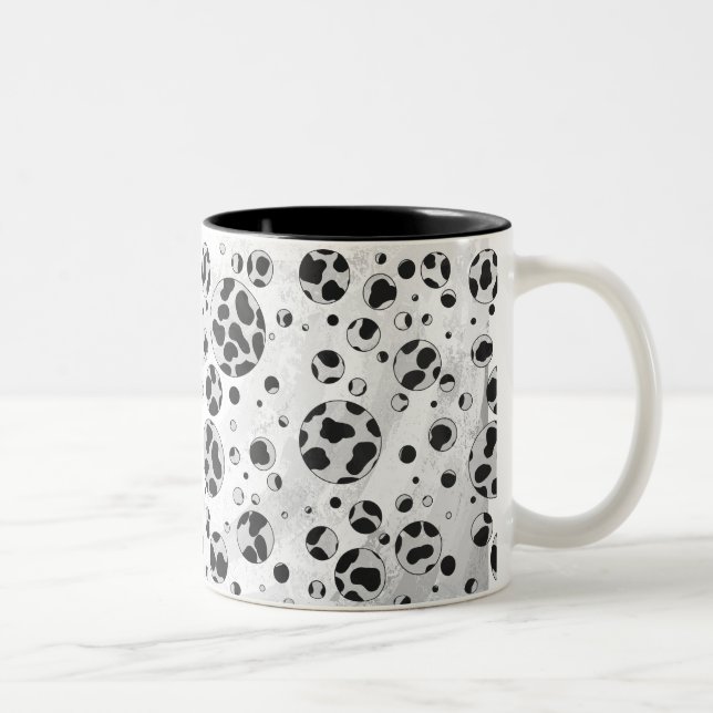 Dalmatiner Polka Dot Black und White Zweifarbige Tasse (Rechts)