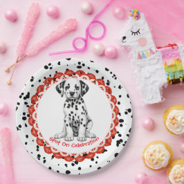 Dalmatiner Print Birthday | Schwarz-Weiß-Party Pappteller