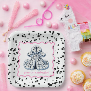 Dalmatiner Print Birthday   Schwarz-Weiß-Party Pappteller