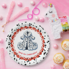 Dalmatiner Print Birthday | Schwarz-Weiß-Party Pappteller