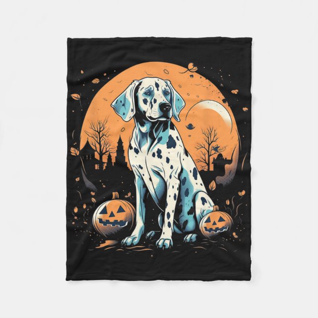 Dalmatiner Pumpkin Halloween Kostümhund Welpen Fleecedecke (Vorderseite)