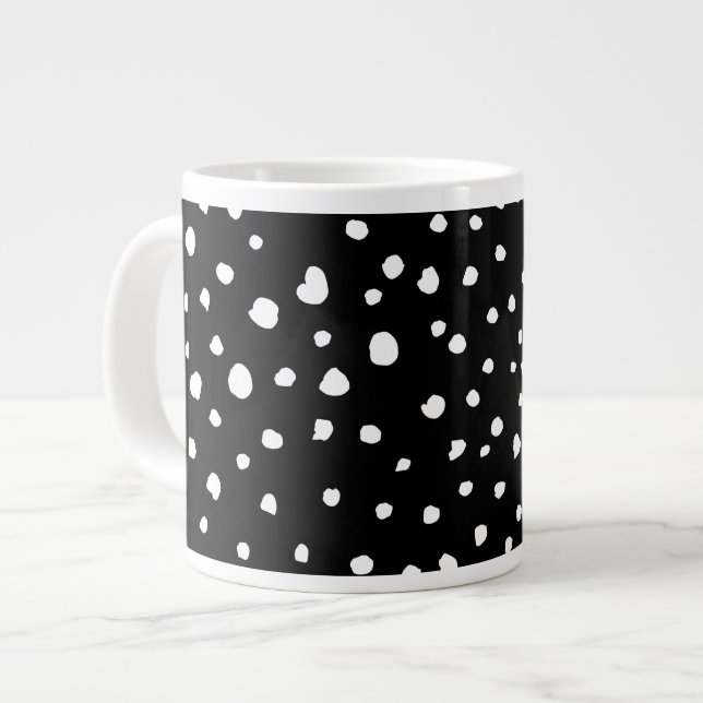 Dalmatiner Punkte, Dalmatiner Spots, Schwarz und W Jumbo-Tasse (Vorderseite Links)