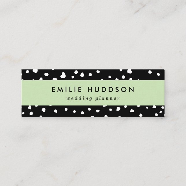 Dalmatiner Punkte, Dalmatiner Spots, Schwarz und W Mini Visitenkarte (Vorderseite)