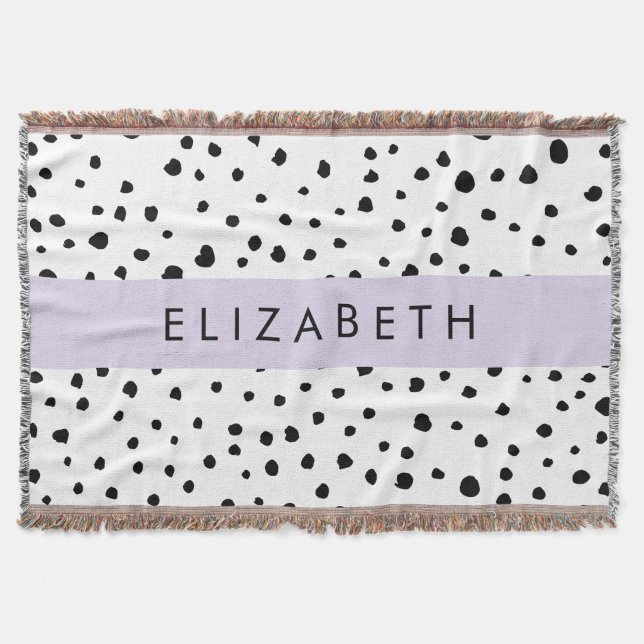 Dalmatiner Punkte, Punkte, schwarz und weiß, Ihr N Decke (Vorderseite)