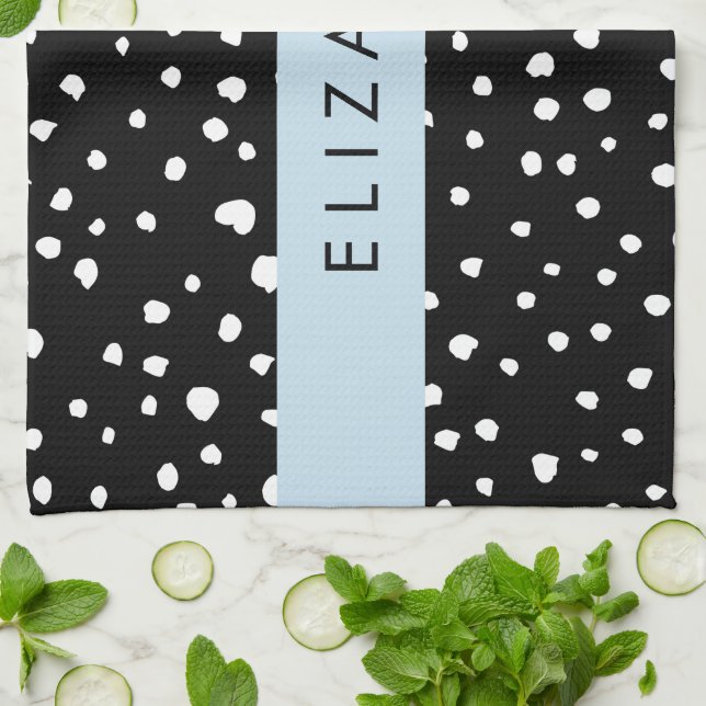 Dalmatiner Punkte, Punkte, schwarz und weiß, Ihr N Geschirrtuch (Gefaltet)