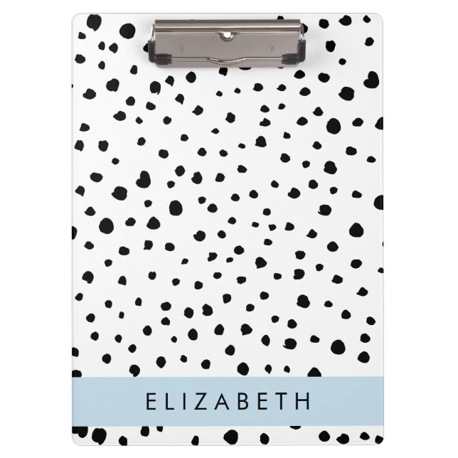 Dalmatiner Punkte, Punkte, schwarz und weiß, Ihr N Klemmbrett (Vorderseite)