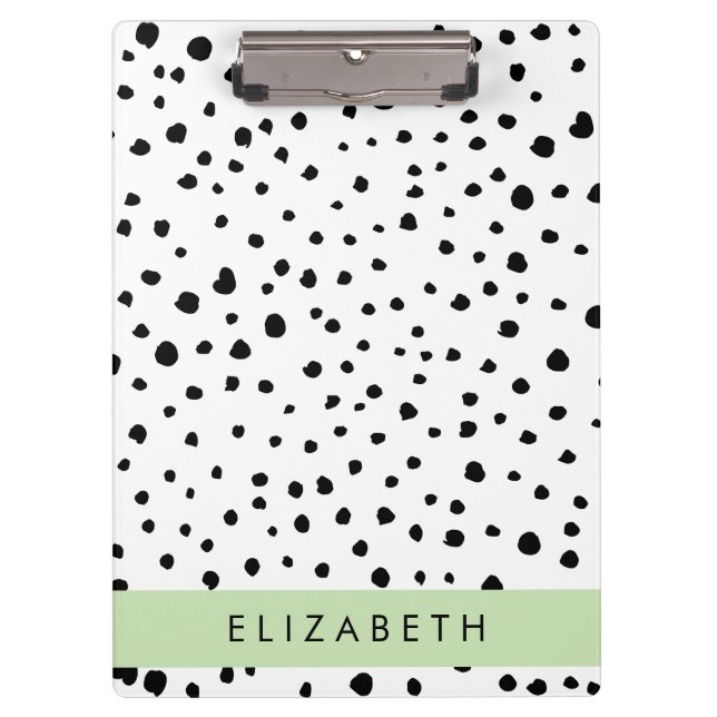 Dalmatiner Punkte, Punkte, schwarz und weiß, Ihr N Klemmbrett (Vorderseite)