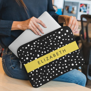 Dalmatiner Punkte, Punkte, schwarz und weiß, Ihr N Laptopschutzhülle