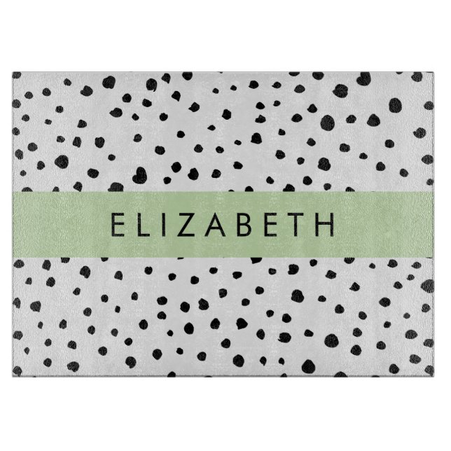 Dalmatiner Punkte, Punkte, schwarz und weiß, Ihr N Schneidebrett (Vorderseite)