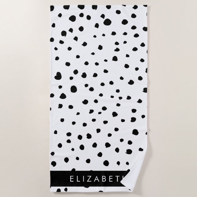 Dalmatiner Punkte, Punkte, schwarz und weiß, Ihr N Strandtuch (Vorderseite)