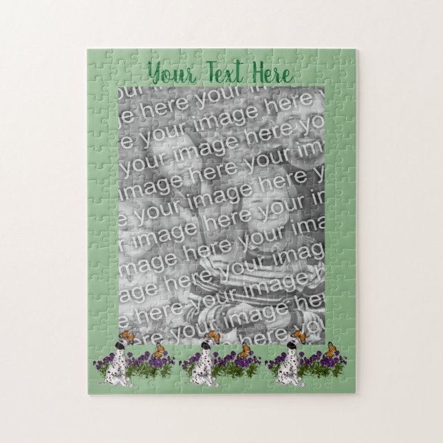 Dalmatiner-Puppy-Butterfets Foto-Frame-Vorlage Puzzle (Vertikal)