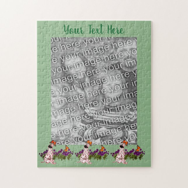 Dalmatiner-Puppy-Butterfets Foto-Frame-Vorlage Puzzle (Vertikal)